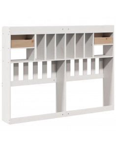 Testiera con Ripiani Bianca 140 cm in Legno Massello di Pino