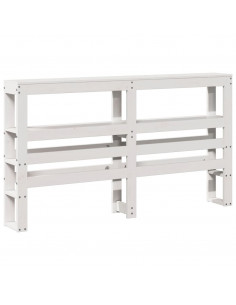 Testiera con Ripiani Bianca 150 cm in Legno Massello di Pino