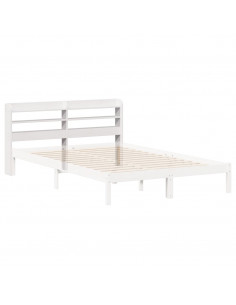 Testiera con Ripiani Bianca 150 cm in Legno Massello di Pino