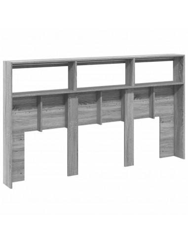 Testiera con Contenitore a LED Grigio Sonoma 180x17x102 cm