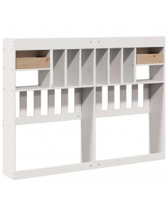 Testiera con Ripiani Bianca 150 cm in Legno Massello di Pino