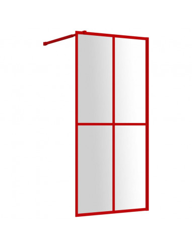 Parete per Doccia Walk-in Vetro Trasparente ESG 100x195cm Rossa