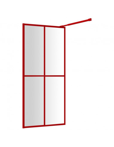 Parete per Doccia Walk-in Vetro Trasparente ESG 100x195cm Rossa