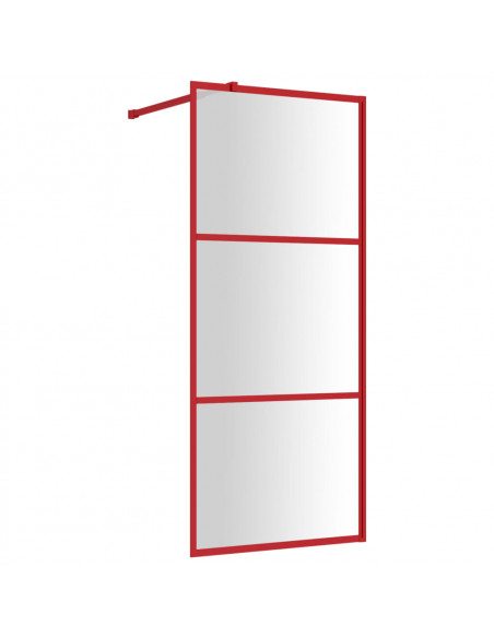 Parete per Doccia Walk-in Vetro Trasparente ESG 80x195 cm Rossa