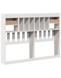 Testiera con Ripiani Bianca 160 cm in Legno Massello di Pino