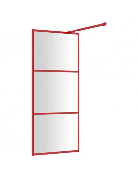 Parete per Doccia Walk-in Vetro Trasparente ESG 80x195 cm Rossa