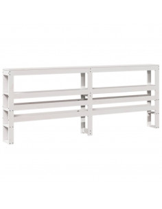 Testiera con Ripiani Bianca 200 cm in Legno Massello di Pino