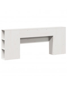 Testiera con Ripiani Bianca 200 cm in Legno Massello di Pino