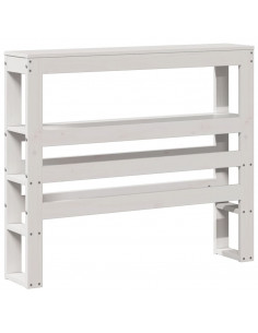 Testiera con Ripiani Bianca 90 cm in Legno Massello di Pino