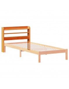 Testiera con Ripiani Marrone Cera 100 cm Legno Massello di Pino