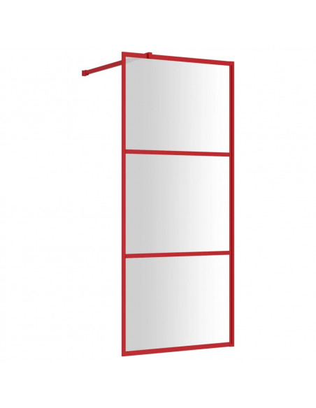 Parete per Doccia Walk-in Vetro Trasparente ESG 90x195 cm Rossa