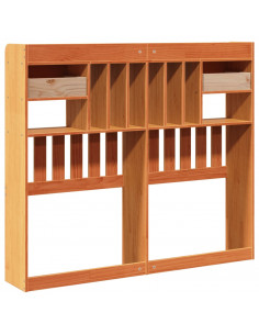 Testiera con Ripiani Marrone Cera 135 cm in Legno di Pino