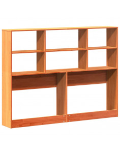 Testiera con Ripiani Marrone Cera 135 cm in Legno di Pino