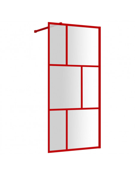 Parete per Doccia Walk-in Vetro Trasparente ESG 80x195 cm Rossa