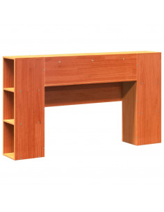 Testiera con Ripiani Marrone Cera 135 cm in Legno di Pino