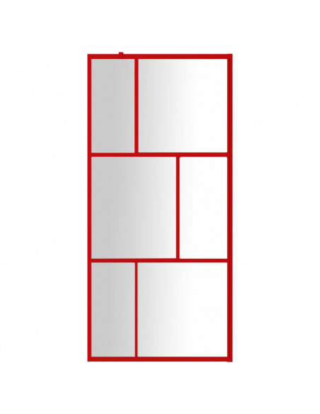 Parete per Doccia Walk-in Vetro Trasparente ESG 80x195 cm Rossa