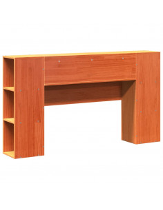 Testiera con Ripiani Marrone Cera 140 cm in Legno di Pino