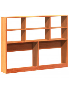 Testiera con Ripiani Marrone Cera 140 cm in Legno di Pino