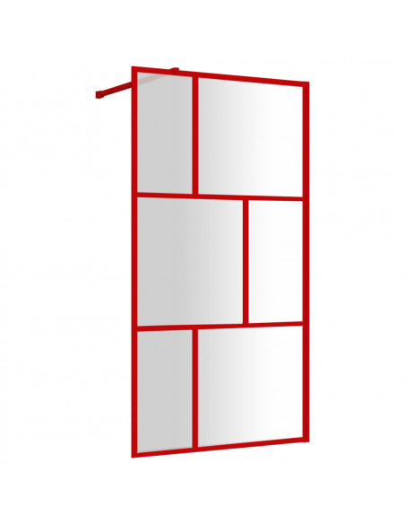 Parete per Doccia Walk-in Vetro Trasparente ESG 100x195cm Rossa
