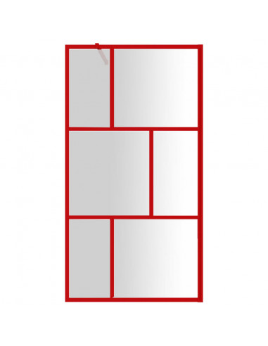 Parete per Doccia Walk-in Vetro Trasparente ESG 100x195cm Rossa