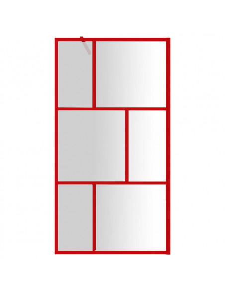 Parete per Doccia Walk-in Vetro Trasparente ESG 100x195cm Rossa