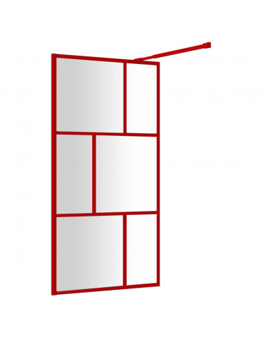 Parete per Doccia Walk-in Vetro Trasparente ESG 100x195cm Rossa