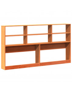 Testiera con Ripiani Marrone Cera 180 cm in Legno di Pino