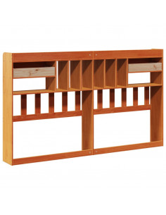 Testiera con Ripiani Marrone Cera 200 cm in Legno di Pino