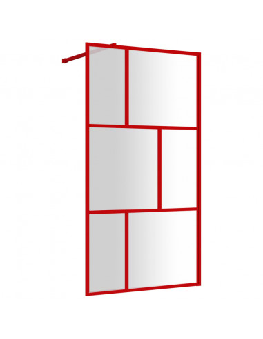 Parete per Doccia Walk-in Vetro Trasparente ESG 115x195cm Rossa