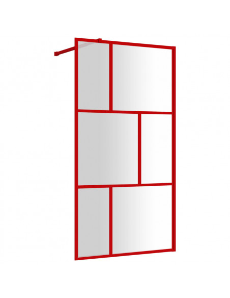 Parete per Doccia Walk-in Vetro Trasparente ESG 115x195cm Rossa