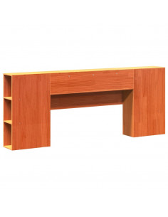 Testiera con Ripiani Marrone Cera 200 cm in Legno di Pino