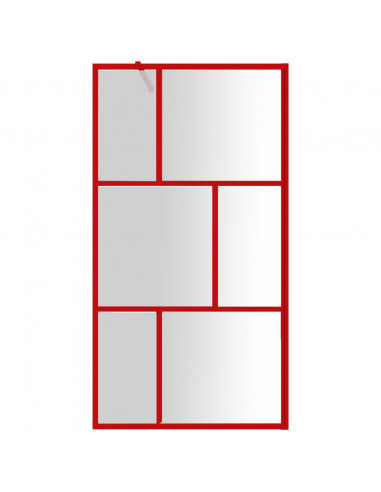 Parete per Doccia Walk-in Vetro Trasparente ESG 115x195cm Rossa