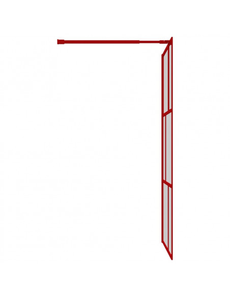 Parete per Doccia Walk-in Vetro Trasparente ESG 115x195cm Rossa