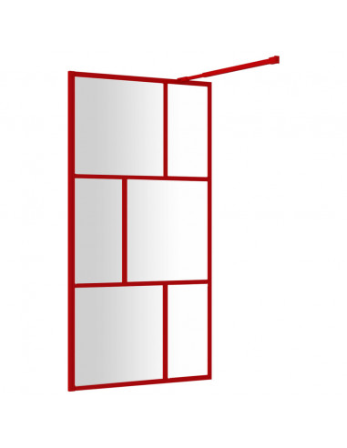 Parete per Doccia Walk-in Vetro Trasparente ESG 115x195cm Rossa