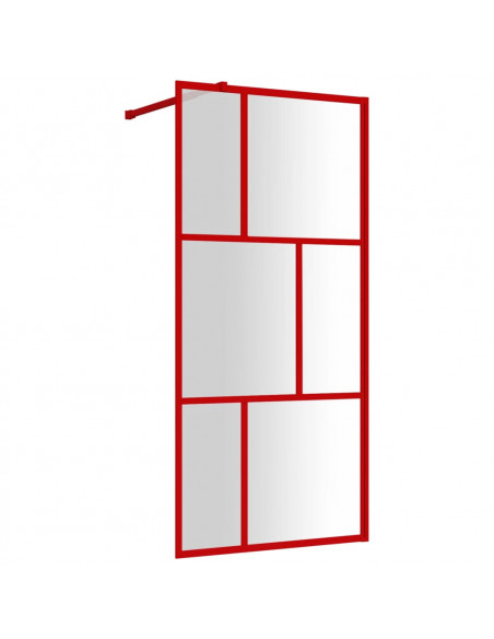 Parete per Doccia Walk-in Vetro Trasparente ESG 90x195 cm Rossa