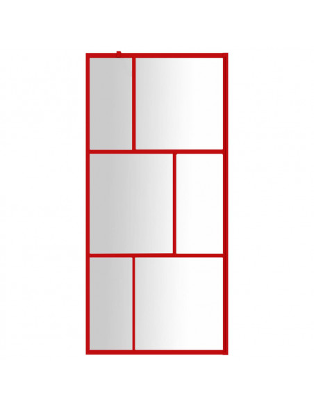 Parete per Doccia Walk-in Vetro Trasparente ESG 90x195 cm Rossa
