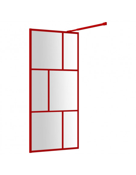 Parete per Doccia Walk-in Vetro Trasparente ESG 90x195 cm Rossa