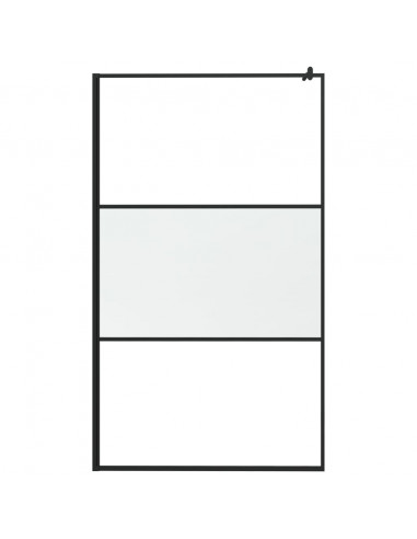 Parete Doccia Walk in 115x195cm Vetro Semi Smerigliato ESG Nero