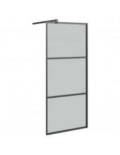 Parete Doccia Walk in 80x195 cm in Vetro Scuro ESG Nero 2