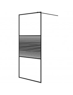 Parete Doccia Walk in Nero 90x195 cm Vetro Trasparente ESG 2