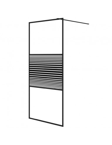 Parete Doccia Walk in Nero 90x195 cm Vetro Trasparente ESG