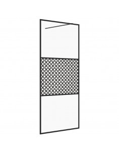 Parete per Doccia Walk-in Vetro Trasparente ESG 90x195 cm Nera 2