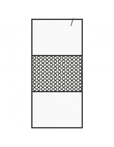Parete per Doccia Walk-in Vetro Trasparente ESG 90x195 cm Nera