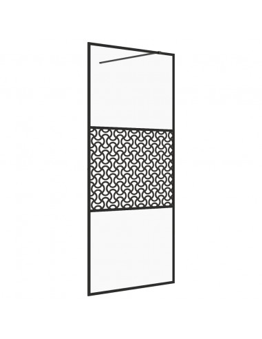 Parete per Doccia Walk-in Vetro Trasparente ESG 115x195cm Nera