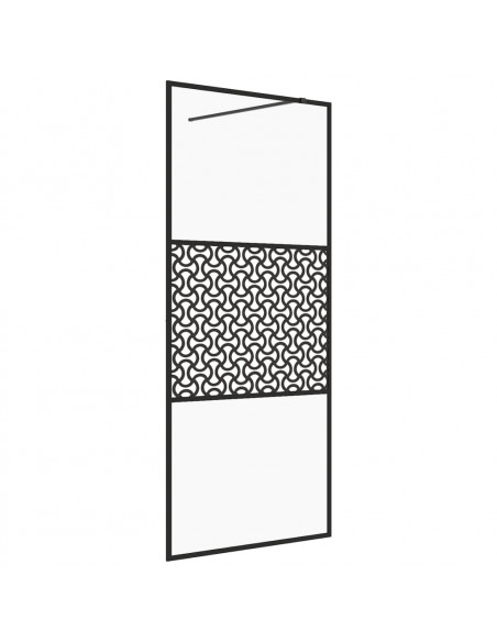 Parete per Doccia Walk-in Vetro Trasparente ESG 115x195cm Nera
