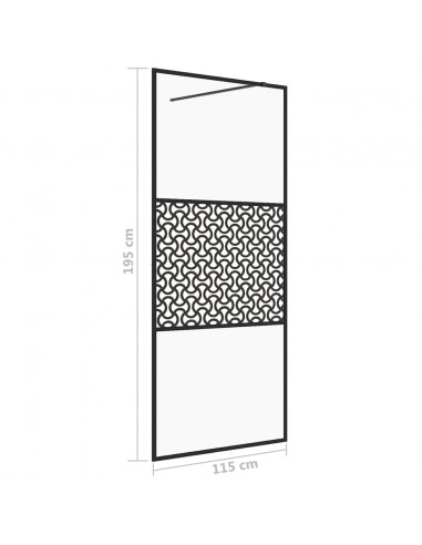 Parete per Doccia Walk-in Vetro Trasparente ESG 115x195cm Nera