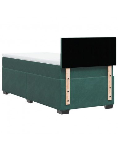Giroletto a Molle con Materasso Verde Scuro 90x200 cm Velluto