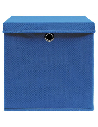 Scatole Portaoggetti con Coperchi 10pz Blu 32x32x32 cm Tessuto