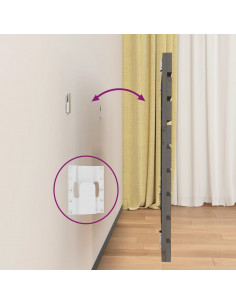 Testiera da Parete Grigia 146x3x63 cm in Legno Massello di Pino