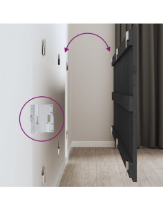 Testiera da Parete Grigia 147x3x60 cm in Legno Massello di Pino